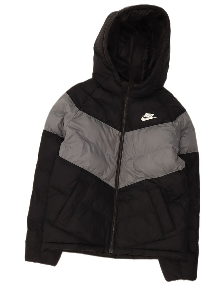 Nike Chaqueta acolchada con capucha para niños 12-13 años Negro Poliéster color block