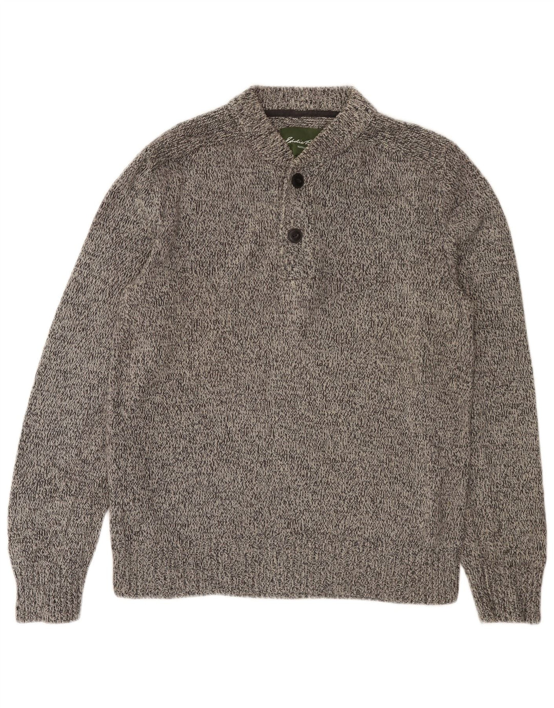 EDDIE BAUER Jersey con cuello y botones para hombre de algodón moteado gris medio