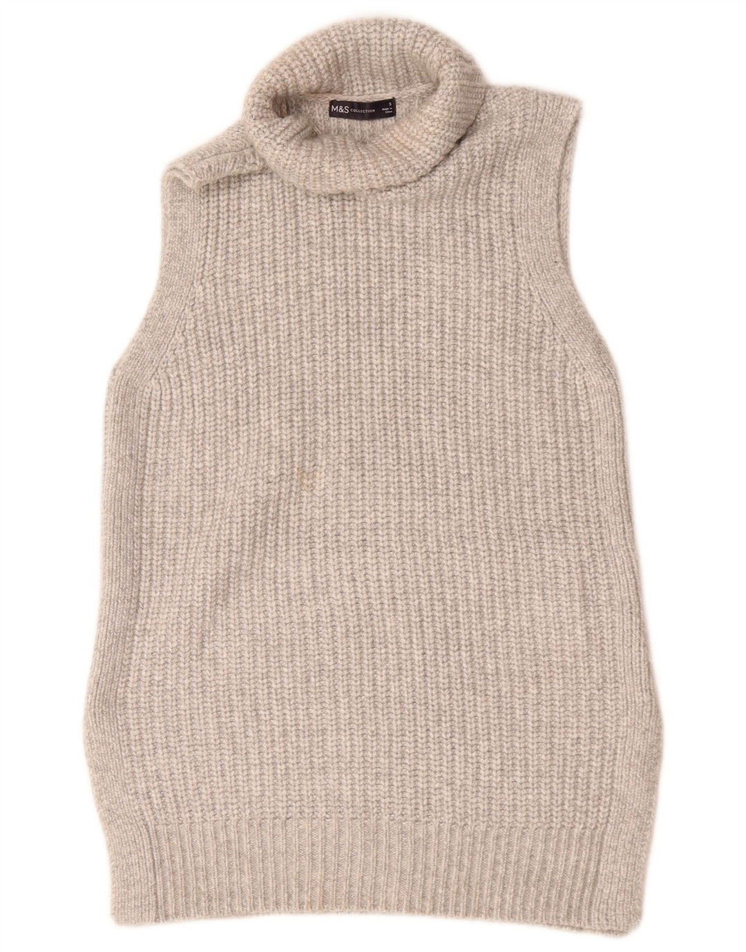 Marks & Spencer Camiseta sin mangas con cuello vuelto para mujer UK 10 Small Gris Poliéster