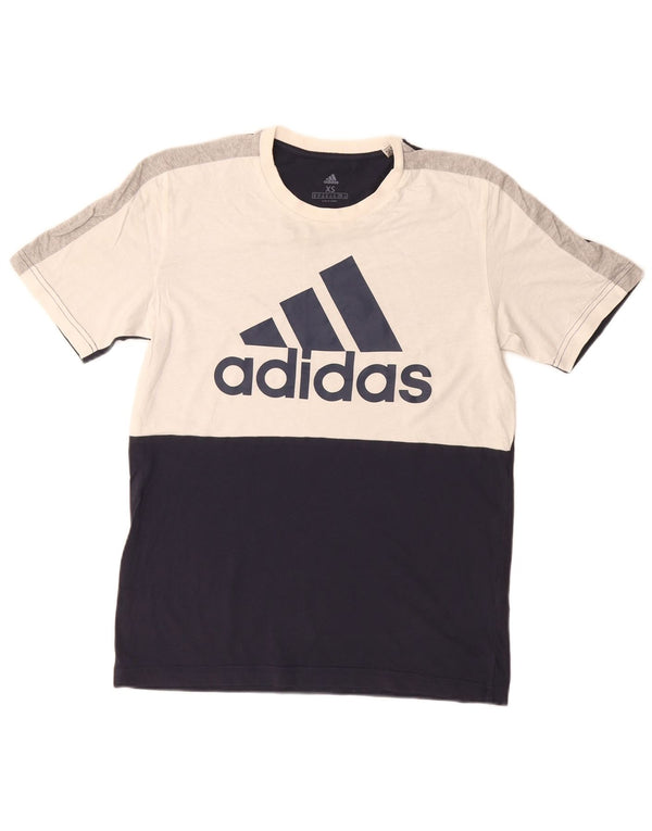 Adidas Hombre Camiseta Gráfica Top XS Azul Marino Colorblock Algodón