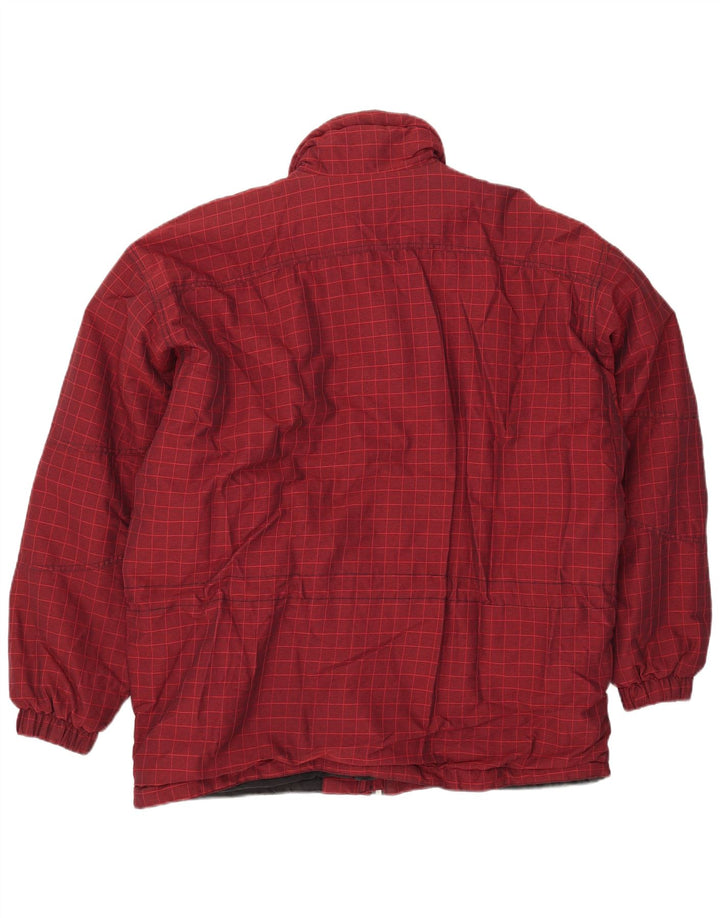Chaqueta de esquí vintage para hombre IT 52 XL Poliamida a cuadros burdeos
