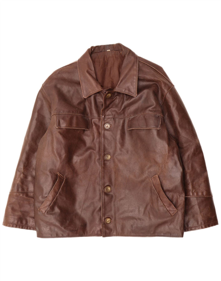 Bayside Chaqueta de cuero para hombre UK 42 XL Cuero marrón