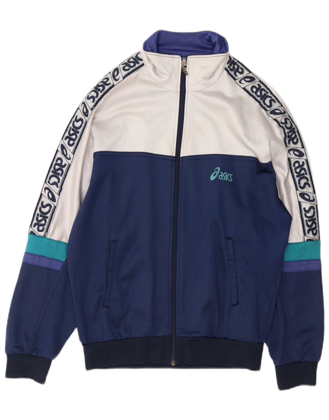 Asics - Chaqueta de chándal para hombre, talla 44, XL, poliéster color azul marino