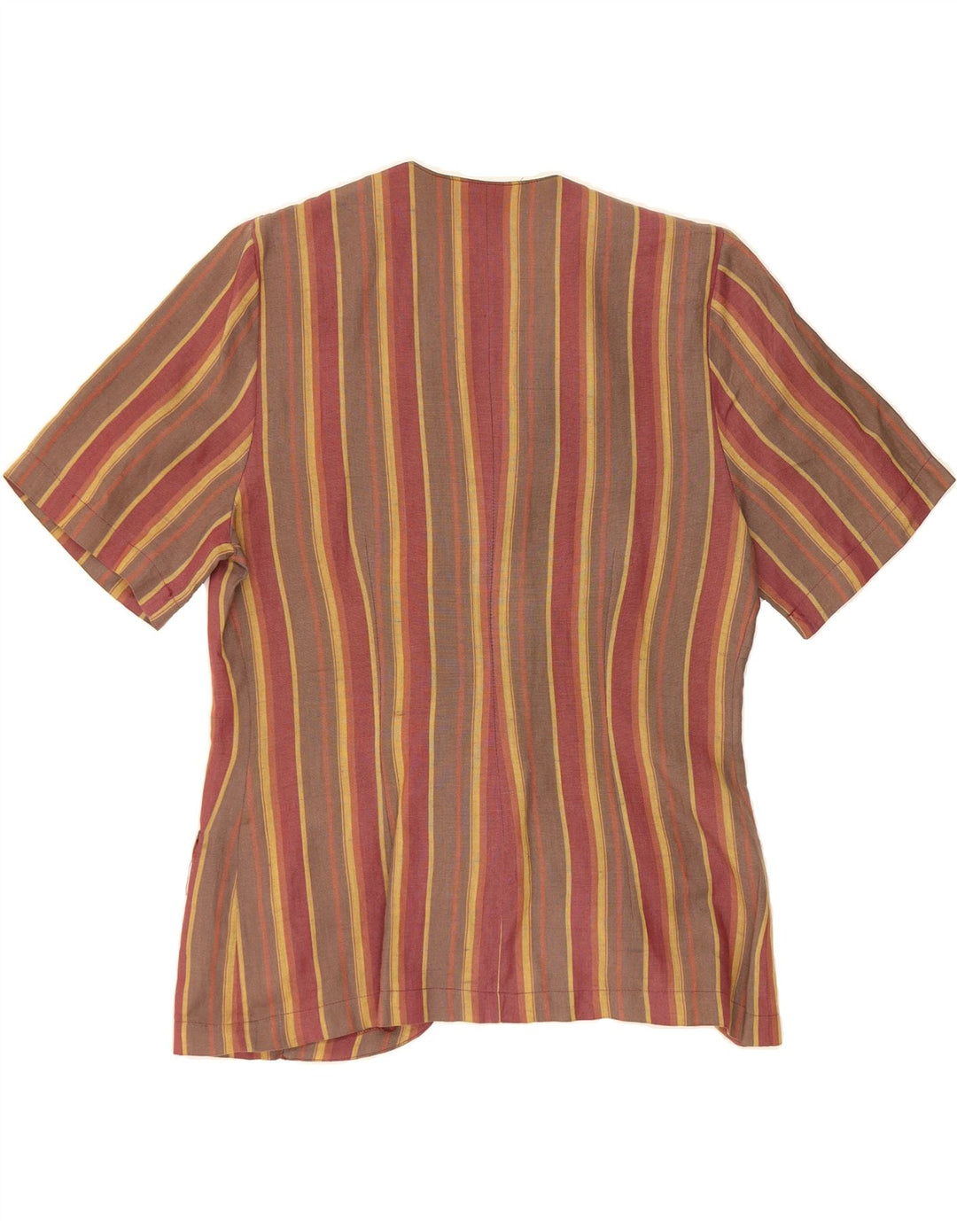 APPAREL Womens 4 Button Short Sleeve Blazer Jacket IT 48 XL Brown Striped Vintage Apparel and Second-Hand Apparel from Messina Hembry 