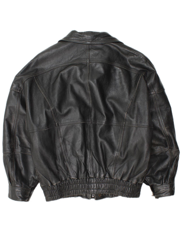 Vintage hombres chaqueta de cuero Reino Unido 36 pequeño cuero negro