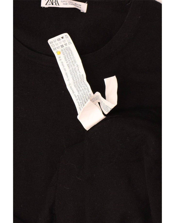 Zara Hombre Jersey Cuello Redondo Jersey Grande Lana Negra