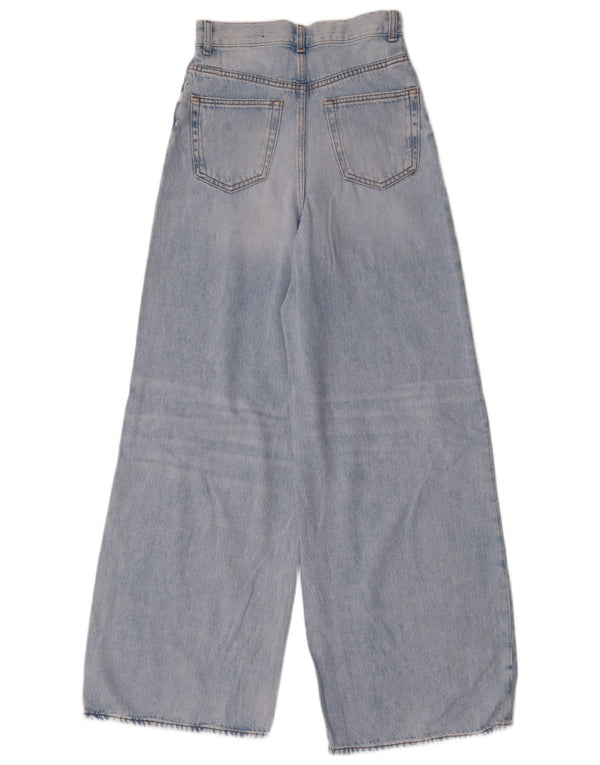 Zara Jeans De Pierna Ancha De Cintura Alta Para Mujer EU 34 2XS W24 L33 Azul