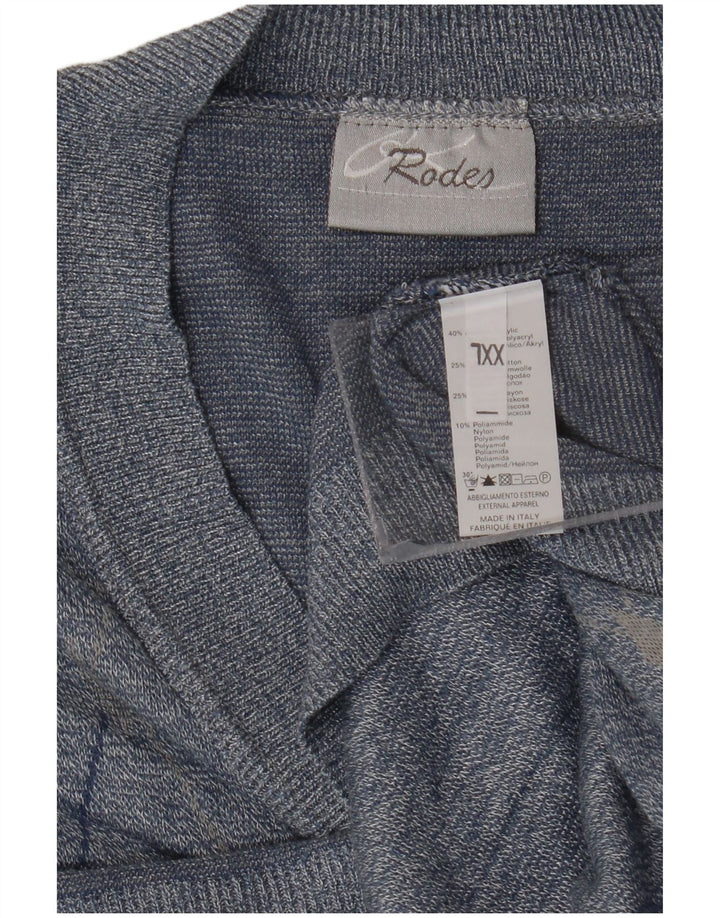 Rodes Suéter tipo cárdigan para hombre 2XL Azul Argyle/Diamante Acrílico