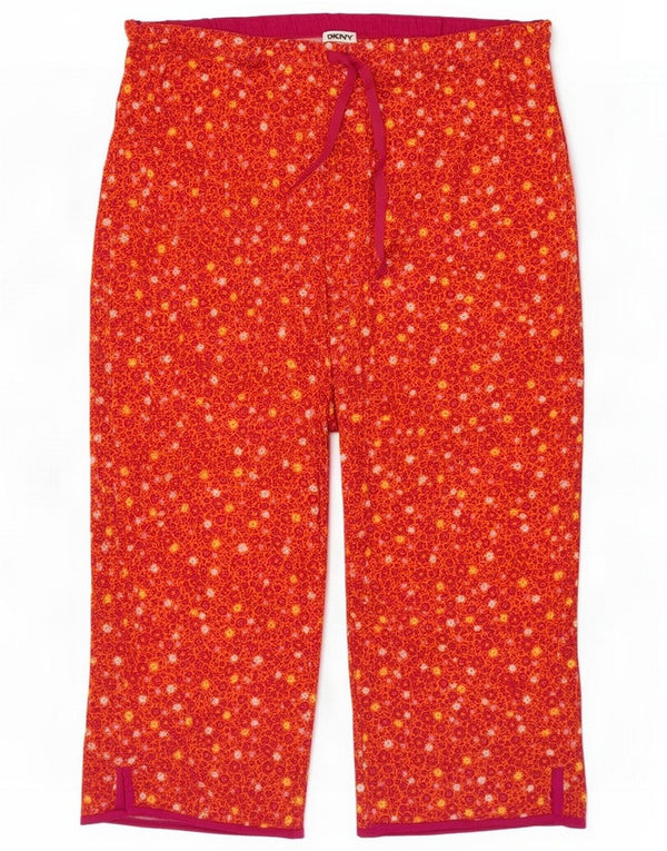 Pantalones capri de corte relajado para mujer Dkny Large W34 L21 Red Floral