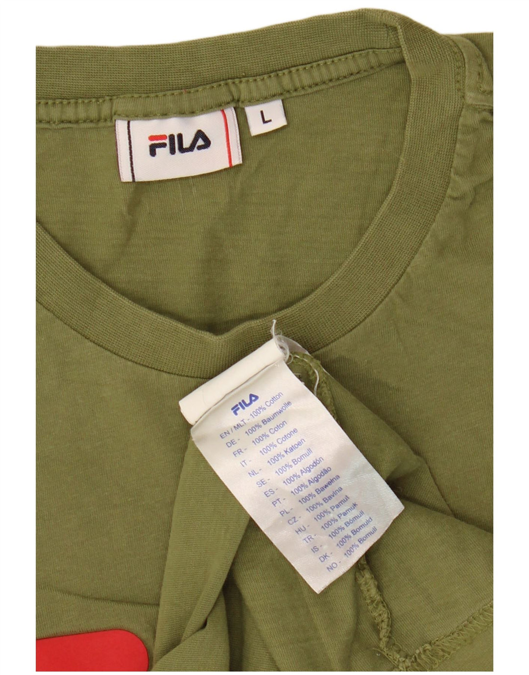 Fila Camiseta gráfica para hombre Top Large Khaki Cotton