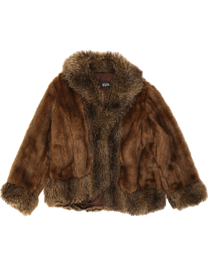 PER UNA Womens Faux Fur Jacket UK 14 Medium Brown Vintage Per Una and Second-Hand Per Una from Messina Hembry 
