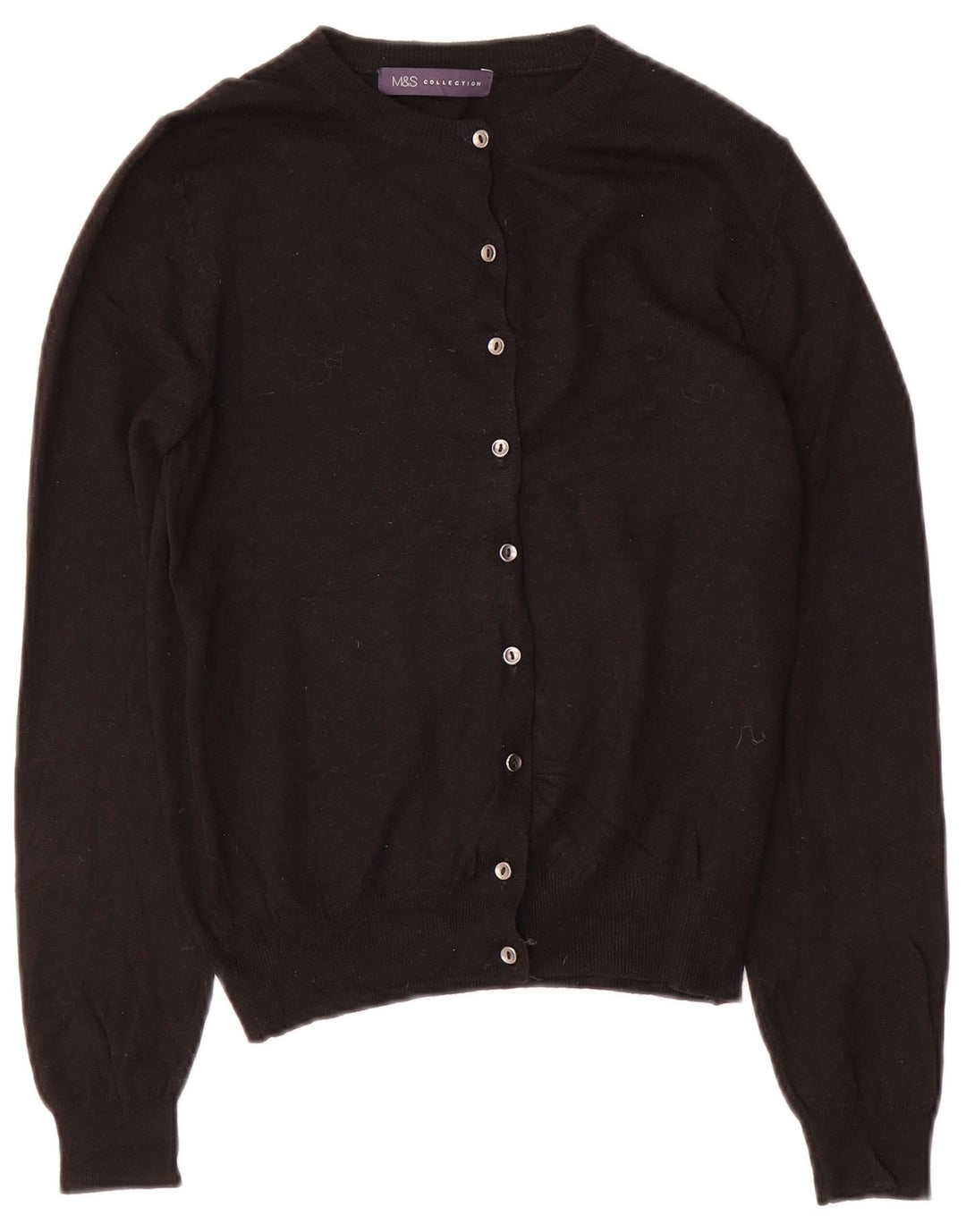 Marks & Spencer Suéter tipo cárdigan para mujer UK 8 Small Viscosa negra