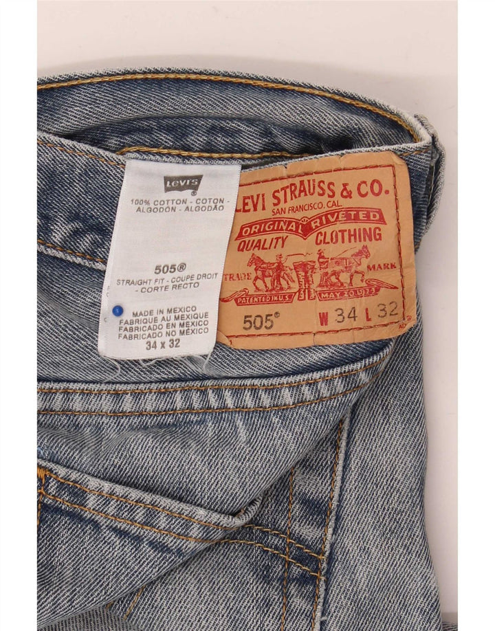 Levi's Jeans rectos desgastados 505 para hombre W34 L32 Algodón azul