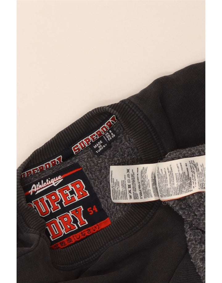 Superdry Sudadera extragrande con estampado gráfico para hombre, talla 8, talla pequeña, algodón gris