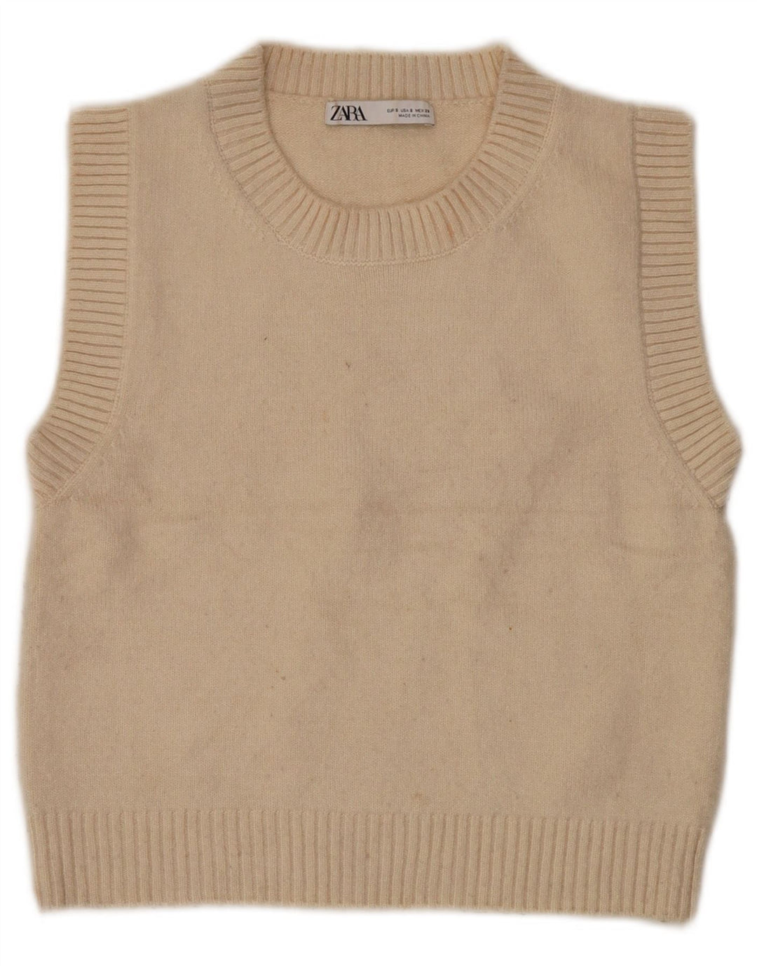Zara Mujer Crop Vest Tank Top UK 10 Small Beige