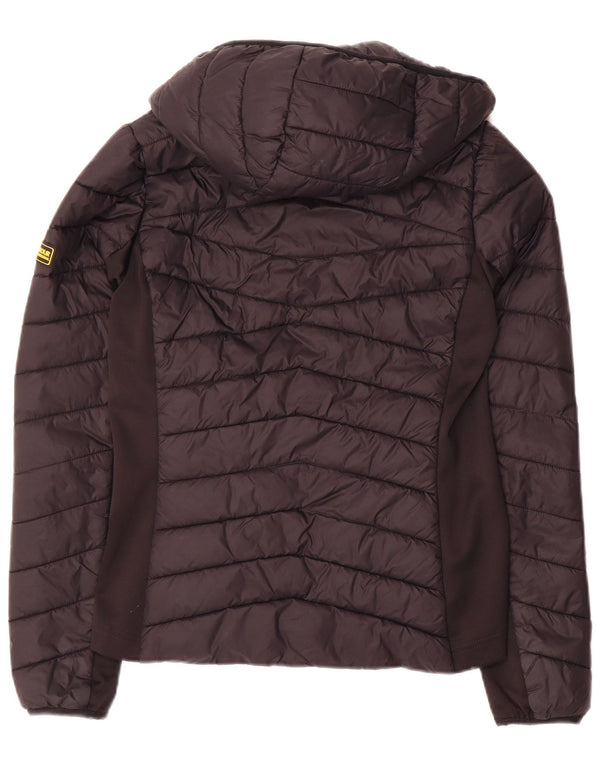Barbour Chaqueta Acolchada Con Capucha Para Mujer UK 10 Small Poliamida Negra