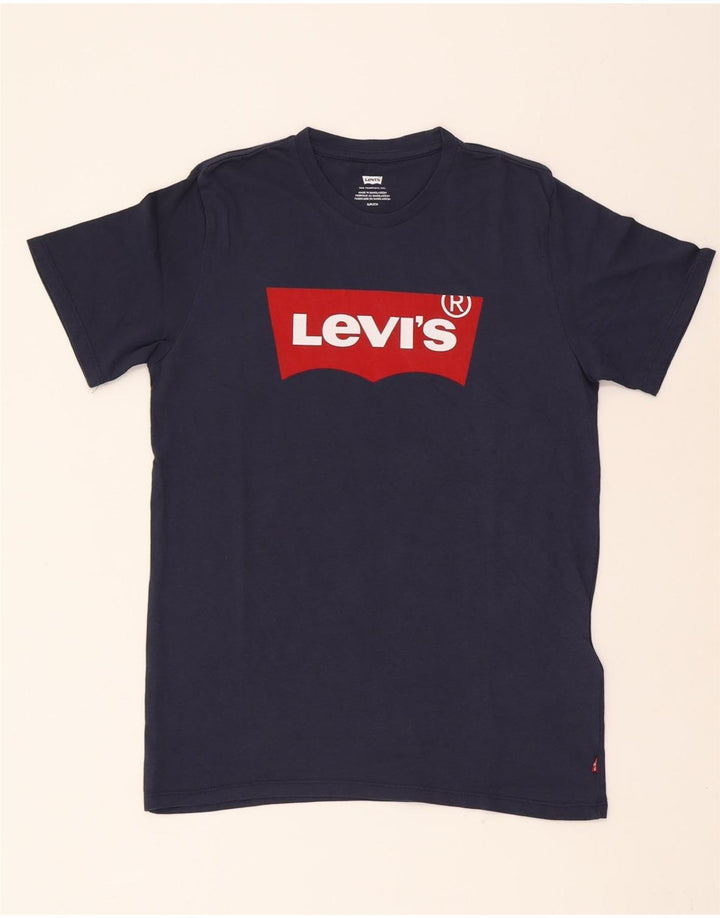 LEVI'S Mens Graphic T-Shirt Top Small Navy Blue Cotton Vintage Levi's and Second-Hand Levi's from Messina Hembry 