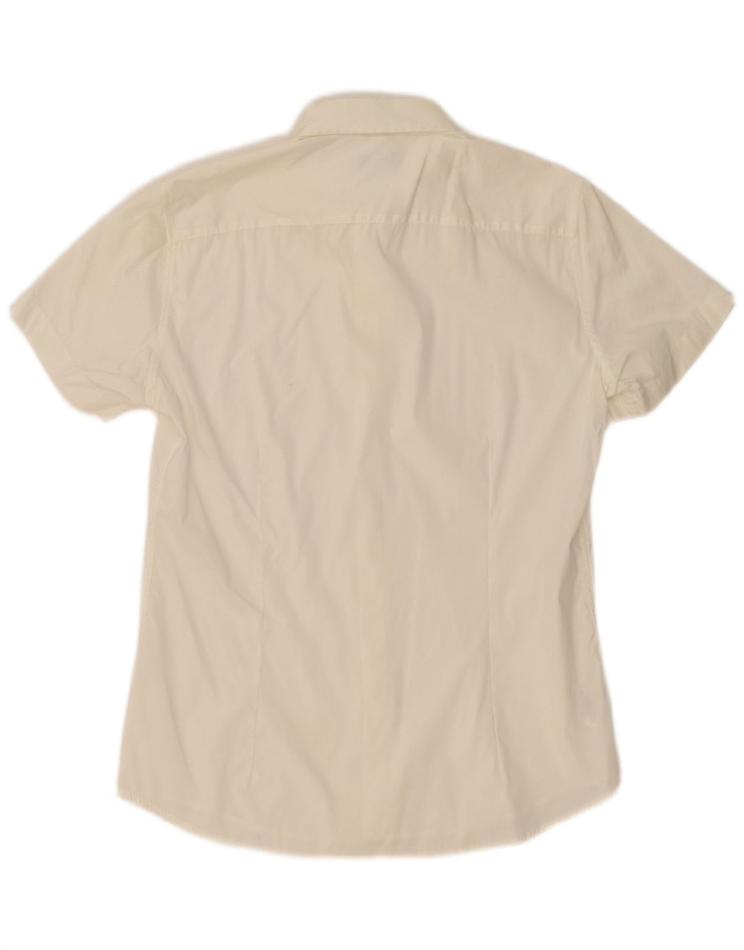 Benetton Camisa De Manga Corta De Algodón Blanco Grande Hombre