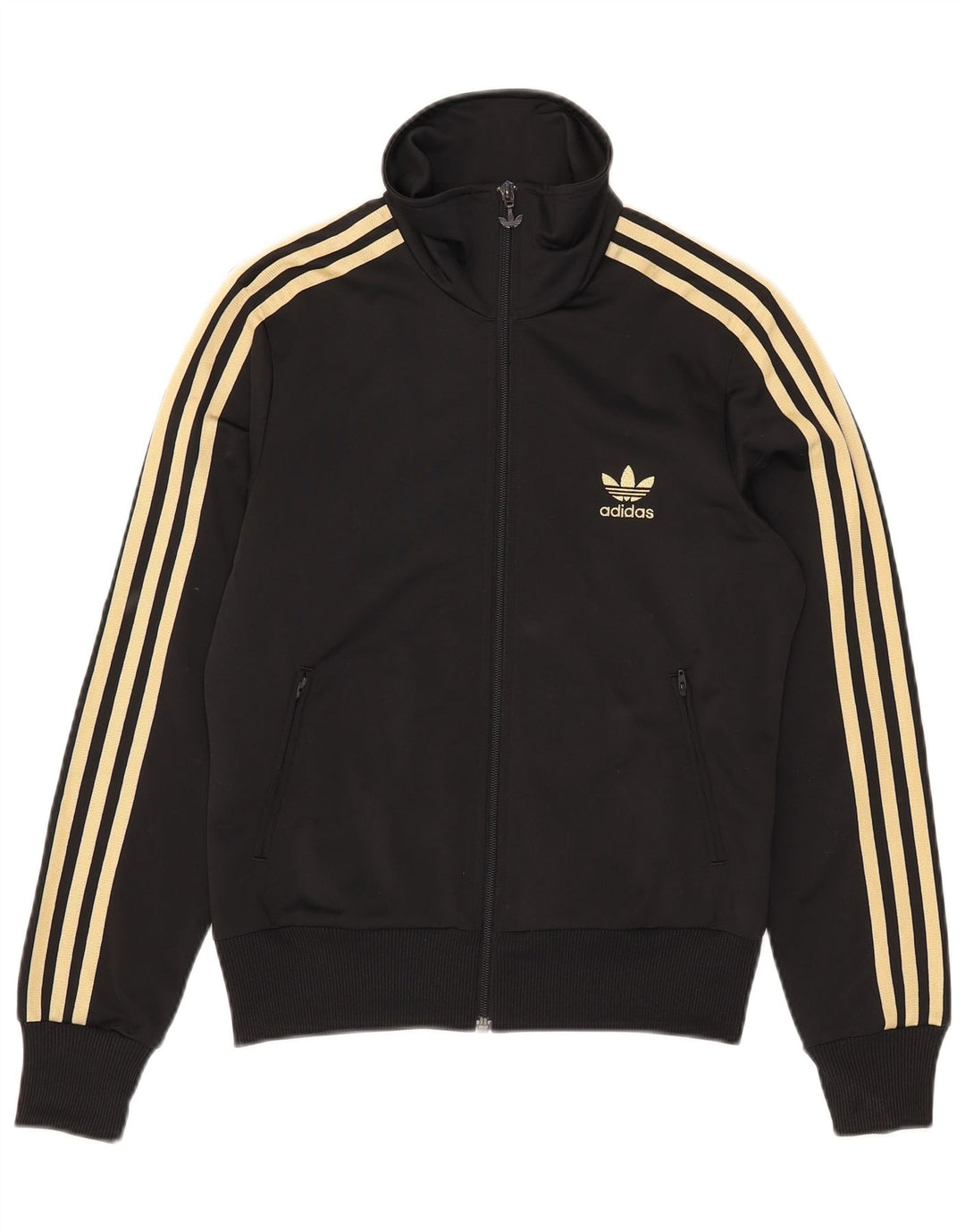 Adidas Mujer Gráfico Chándal Top Chaqueta UK 14 Mediano Negro Poliéster