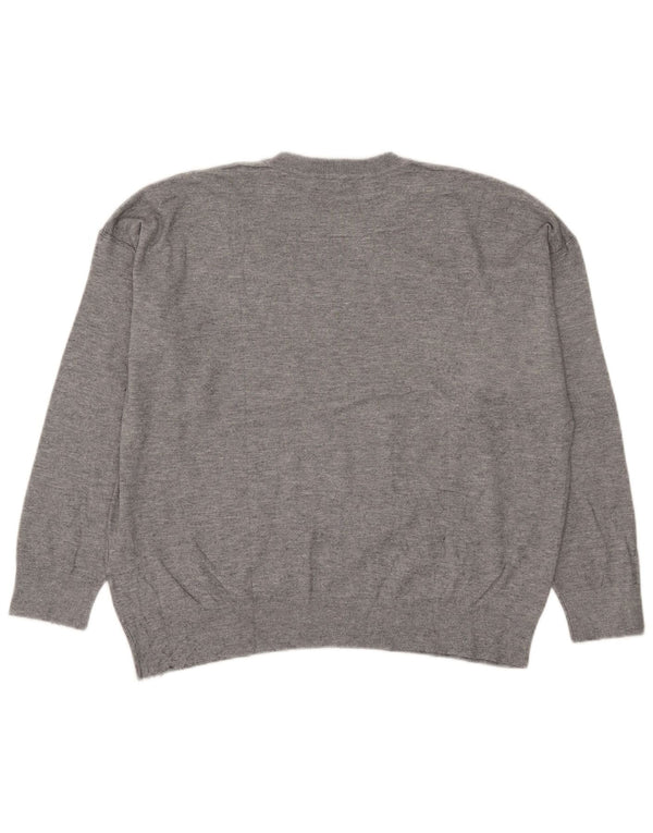 Zara Suéter De Cuello Redondo De Gran Tamaño para Mujer UK 46 Grande Gris Moteado
