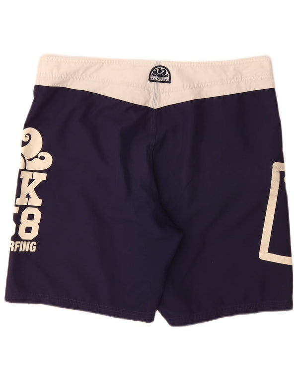 Sundek Bañador con estampado gráfico para hombre, talla grande, color azul marino