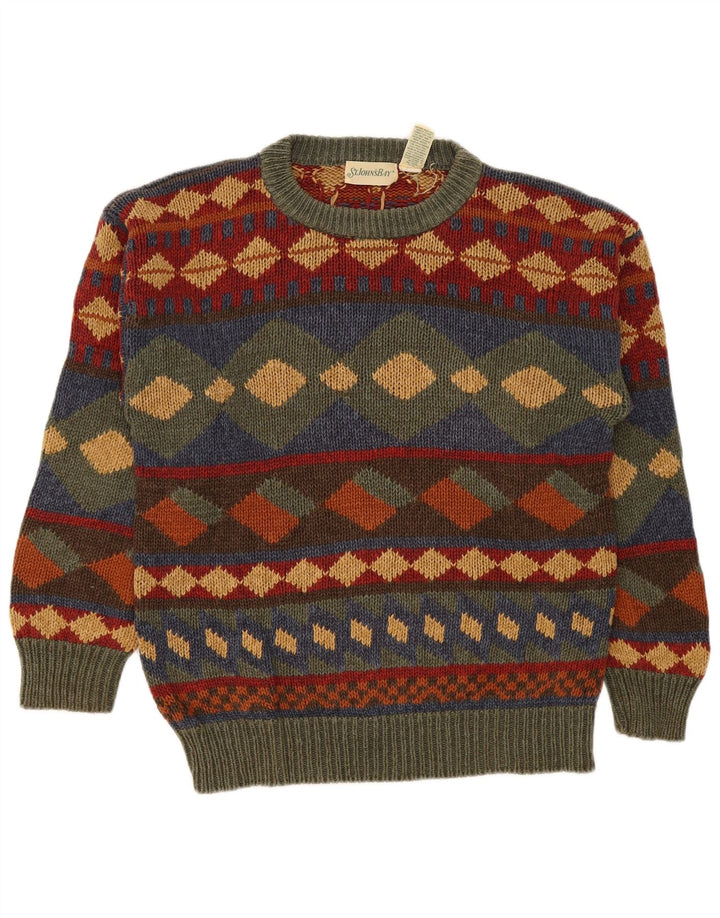 St. John's Bay Suéter tipo jersey con cuello redondo para hombre, tamaño mediano, multicolor, geométrico
