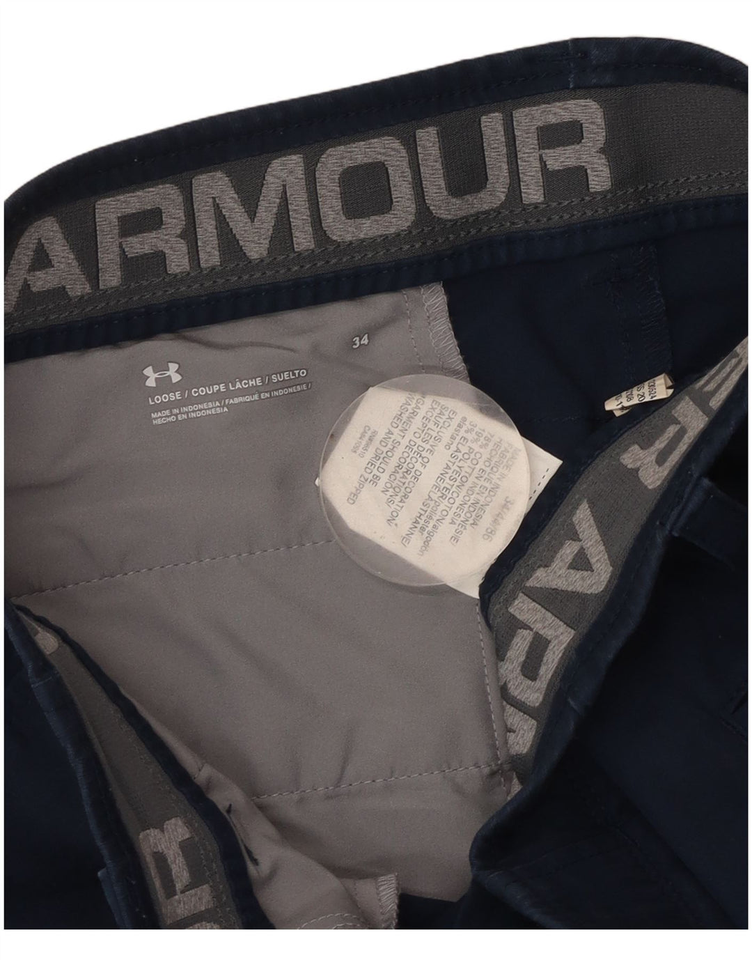 UNDER ARMOUR Pantalones cortos chinos para hombre W34 Algodón azul marino grande