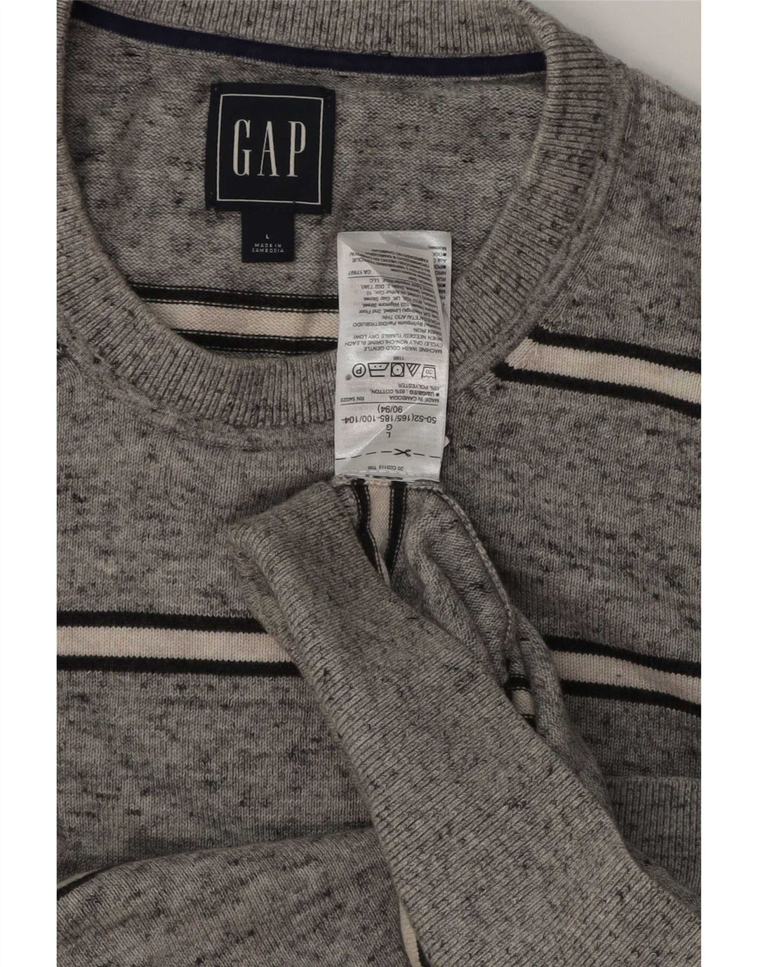 Gap Jersey De Cuello Redondo Para Hombre Jersey De Algodón A Rayas Gris Grande