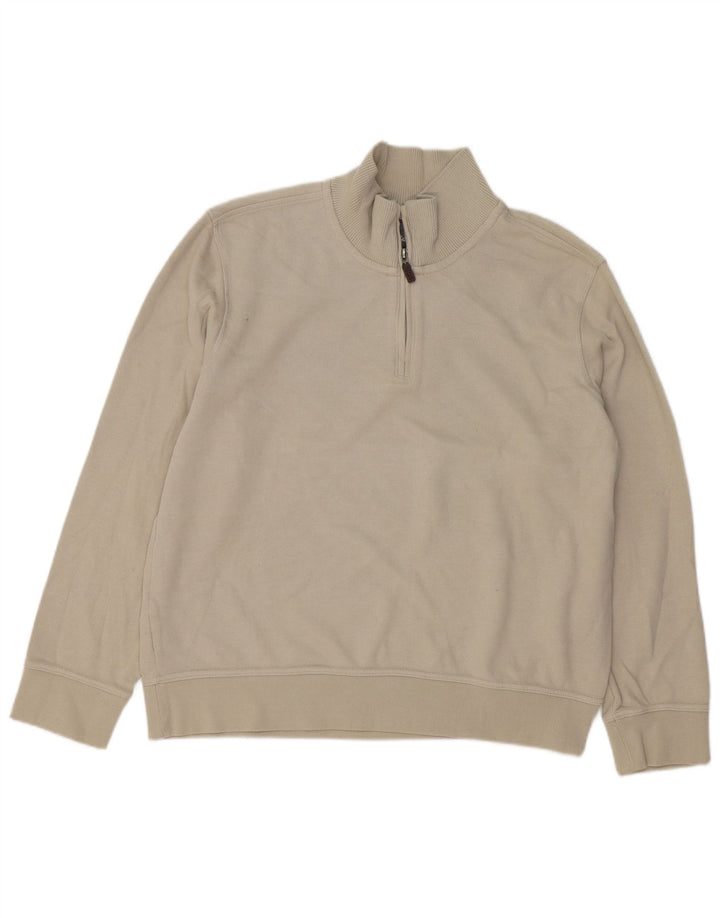 EDDIE BAUER Sudadera Hombre con Cremallera y Cuello Jersey XL Algodón Beige