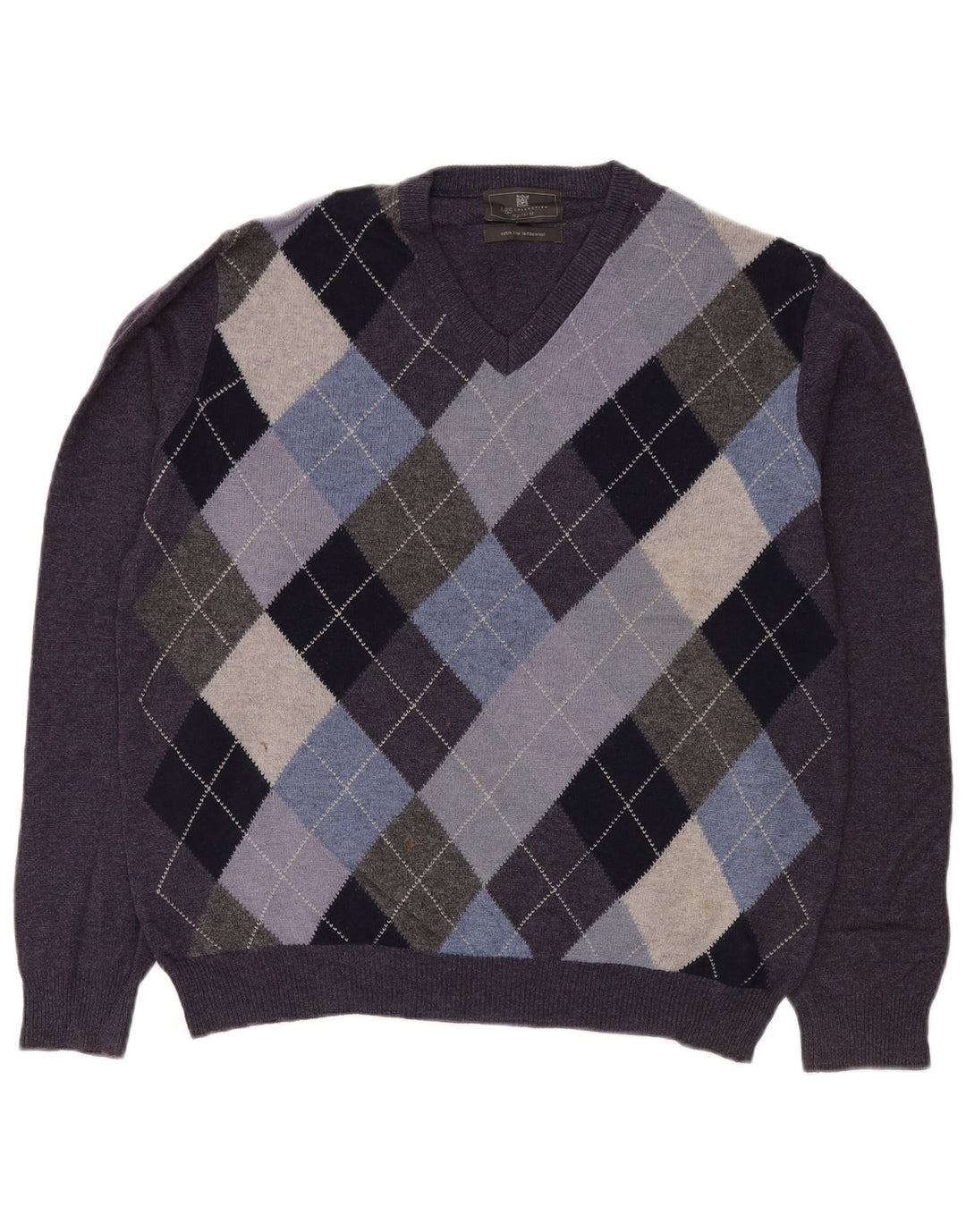 Marks & Spencer Jersey con Cuello en V para Hombre Púrpura Medio Argyle/Diamante