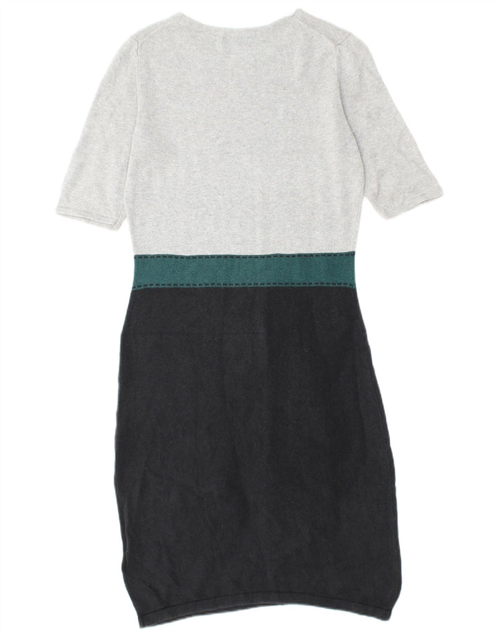 HOBBS Vestido tipo jersey de manga corta para mujer UK 40 Small Grey Colourblock Silk