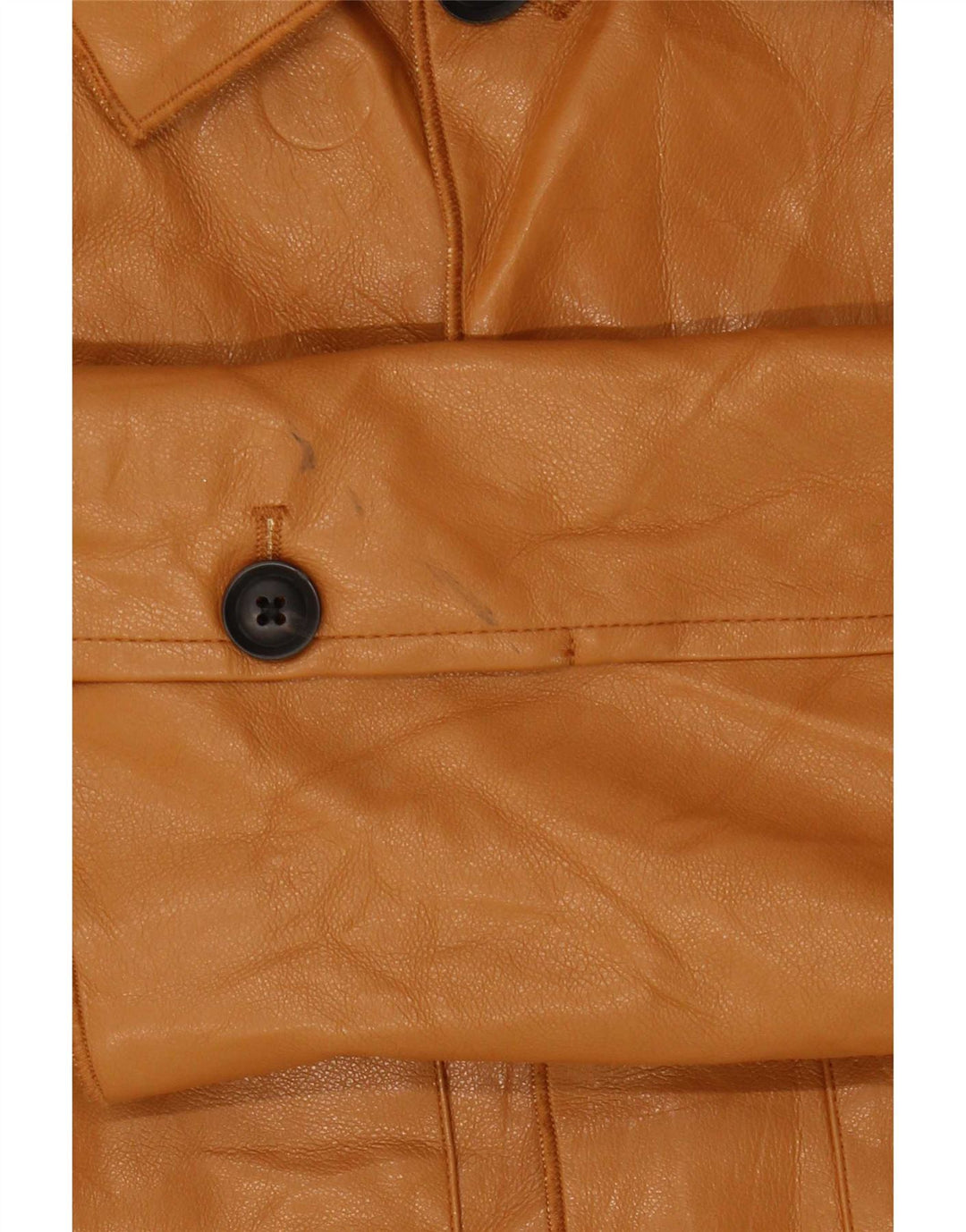 Zara Mens Chaqueta De Piel Sintética UK 36 Small Marrón Poliuretano