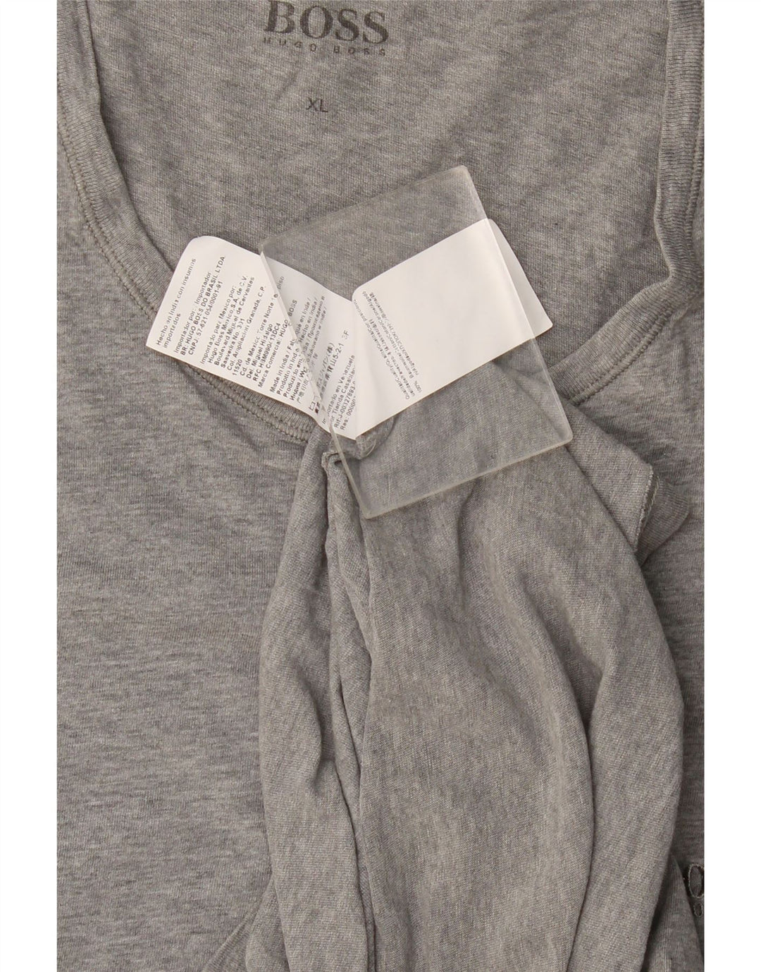 Hugo Boss Hombre Camiseta Top XL Gris Algodón