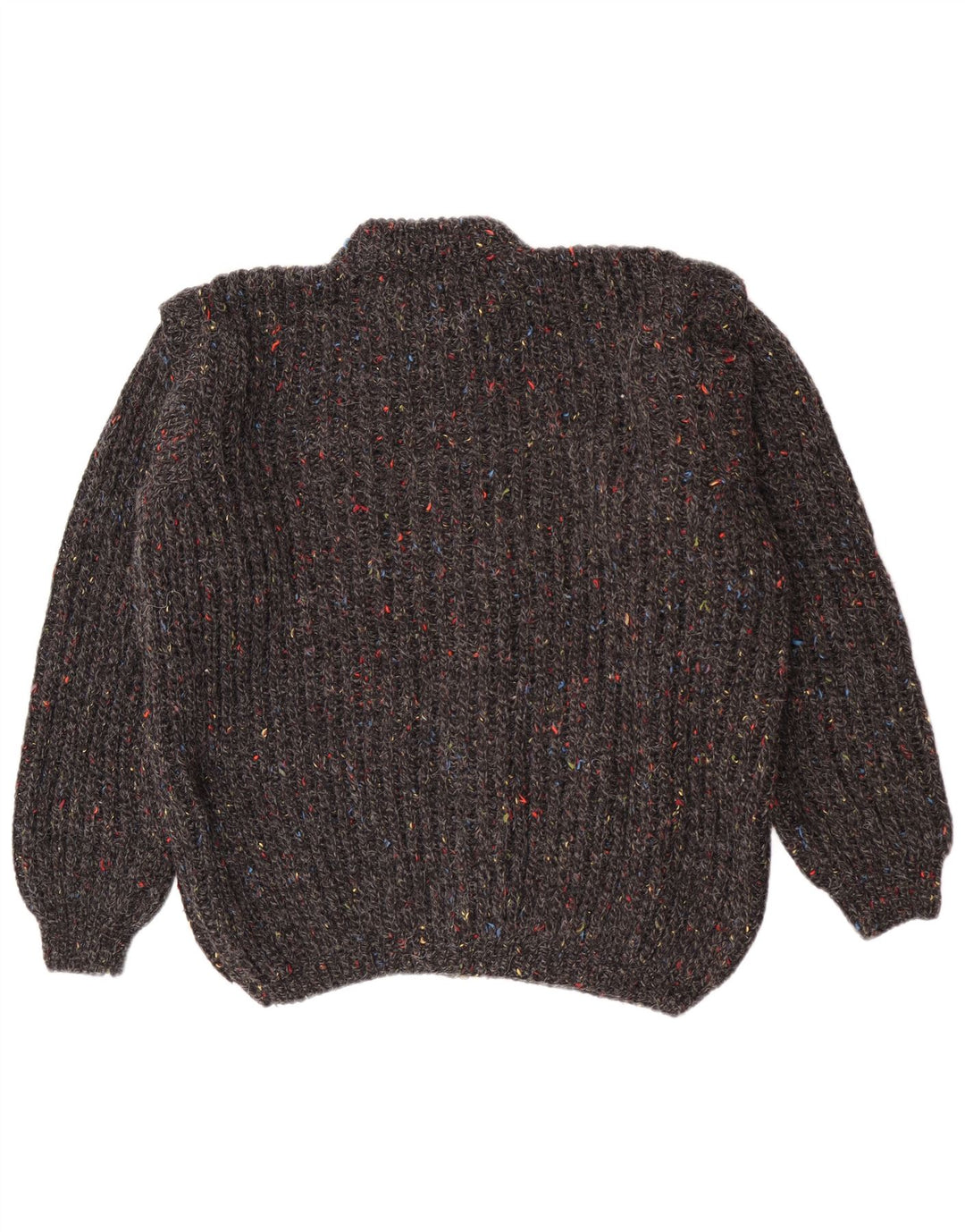 Vintage hombres Cardigan suéter medio gris moteado clásico