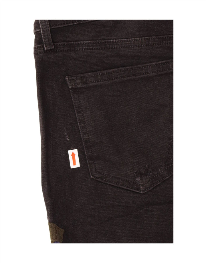 Zara Shorts De Mezclilla Gráficos Para Mujer EU 38 Small W28 Negro Floral Bohemio