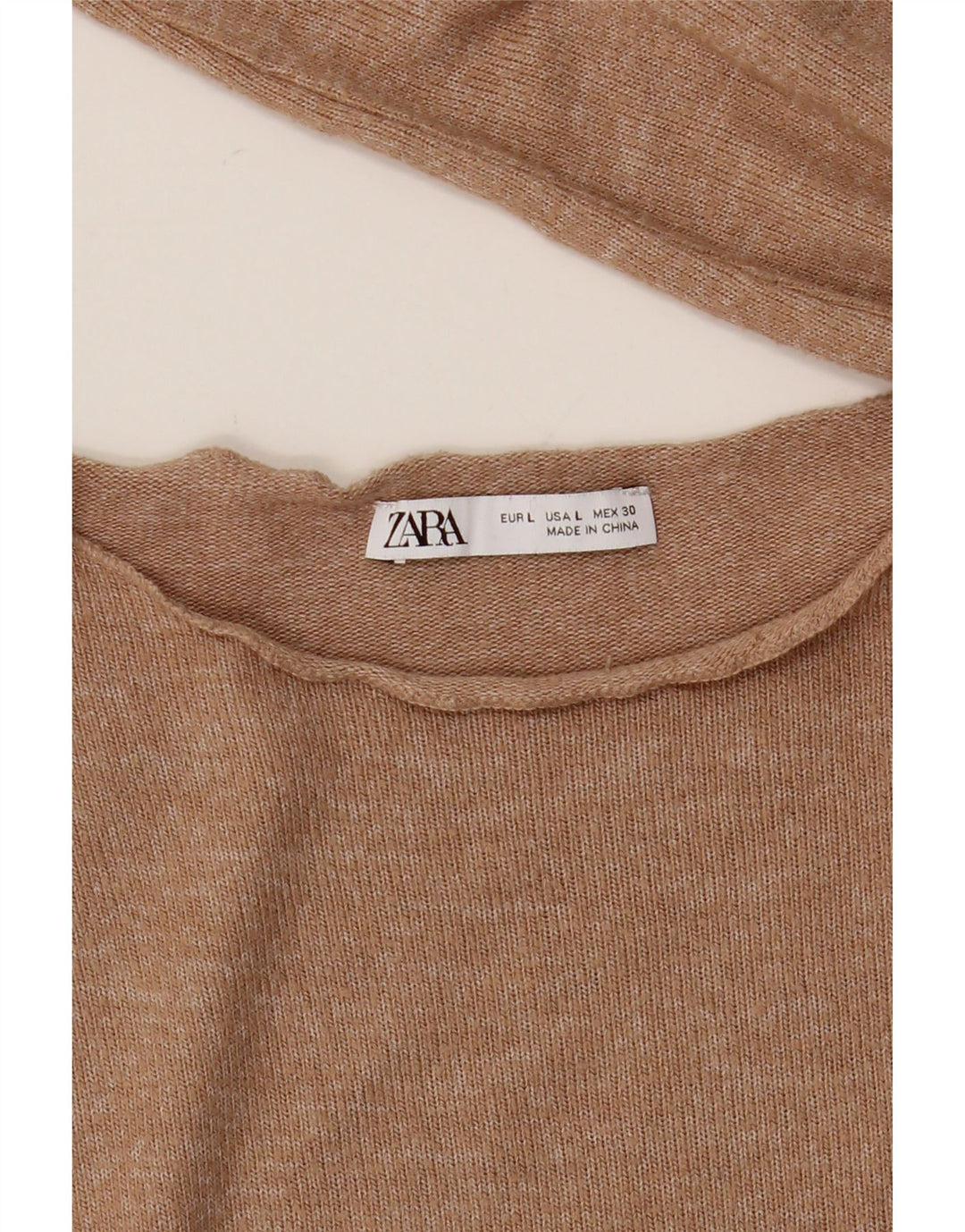 Zara Mujer Top Manga Larga UK 46 Large Beige