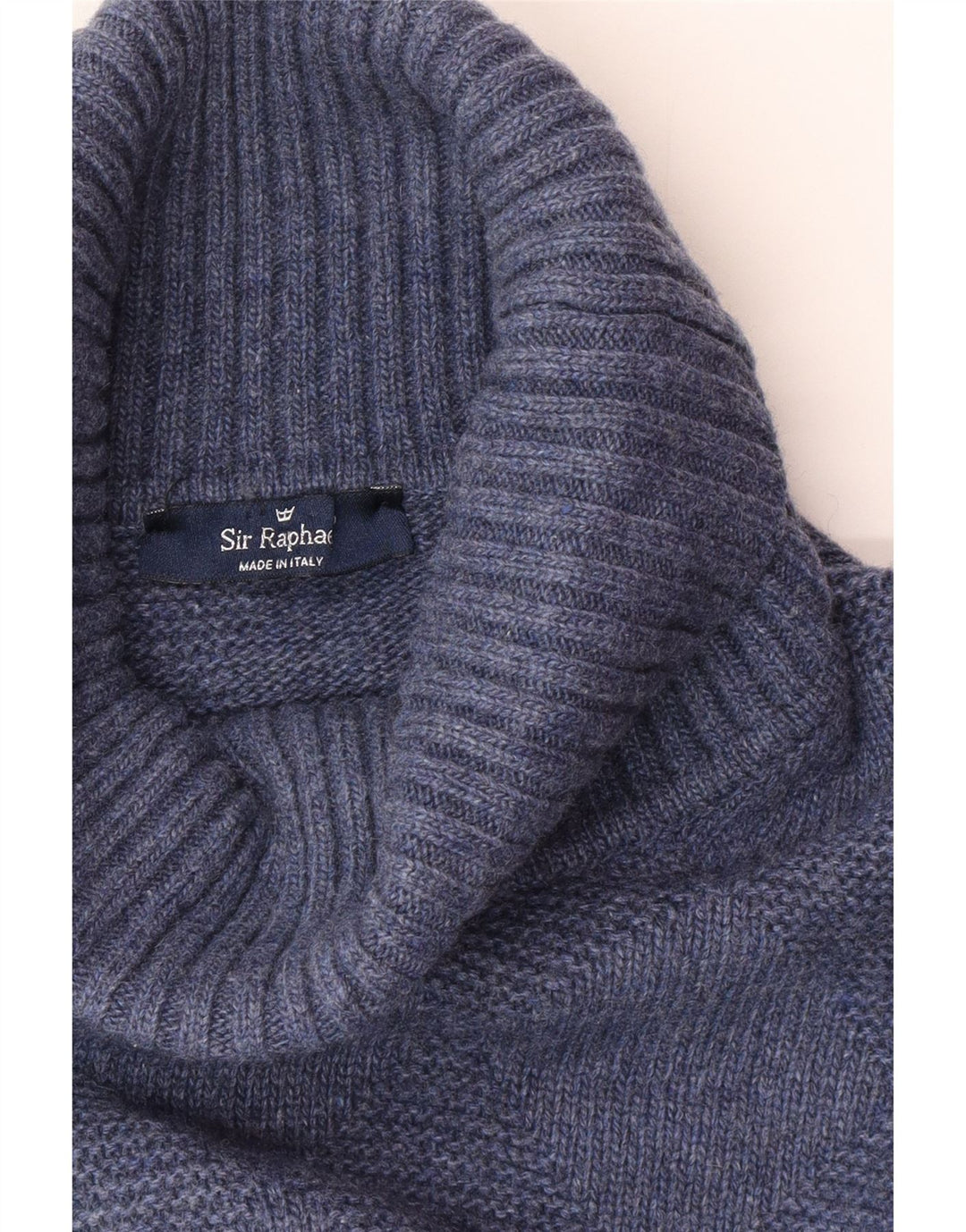 SIR RAPHAEL Suéter tipo jersey con cuello vuelto para mujer UK 20 2XL Lana azul marino