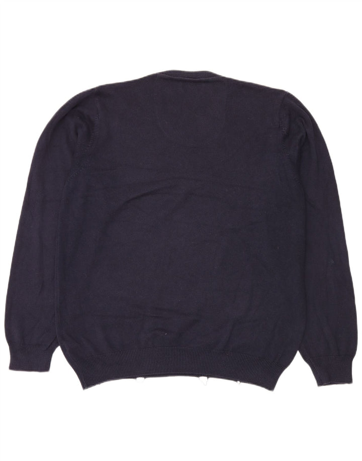 Marks & Spencer - Jersey con cuello en V para hombre, talla grande, algodón azul marino
