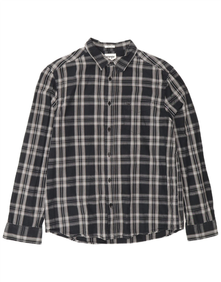 Wrangler Camisa De Franela Regular Fit De Algodón A Cuadros En Negro Medio Para Hombre