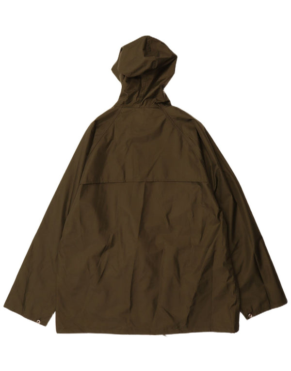 Chaqueta de lluvia con capucha vintage para hombre IT 52 XL Nylon caqui