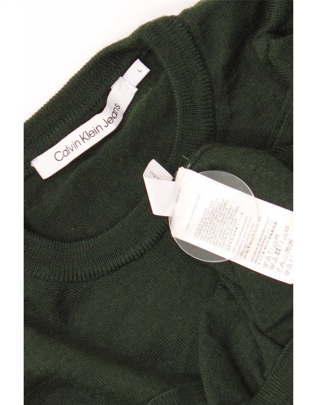 Calvin Klein Jeans Hombre Cuello Redondo Jersey Suéter Grande Caqui Lana