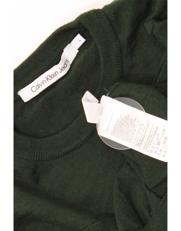 Calvin Klein Jeans Hombre Cuello Redondo Jersey Suéter Grande Caqui Lana