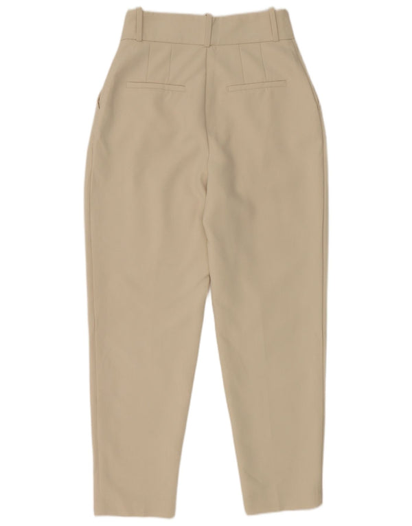 Zara Mujer Pantalón De Traje Cónico Pequeño W26 L27 Poliéster Blanco Roto