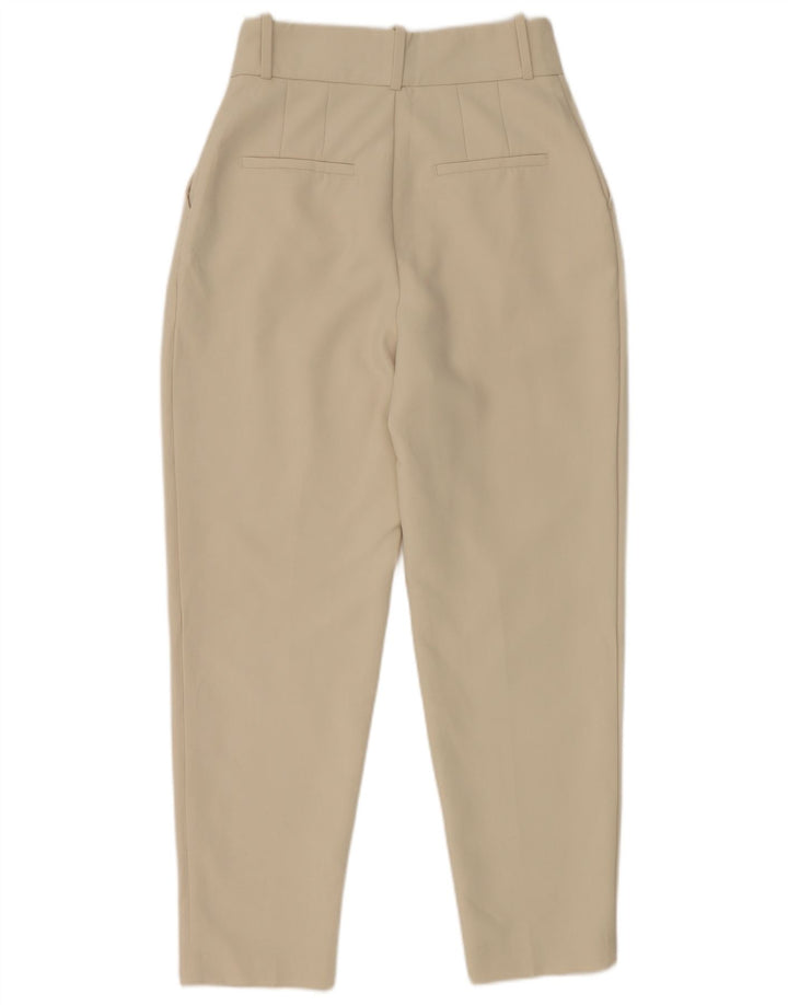 Zara Mujer Pantalón De Traje Cónico Pequeño W26 L27 Poliéster Blanco Roto
