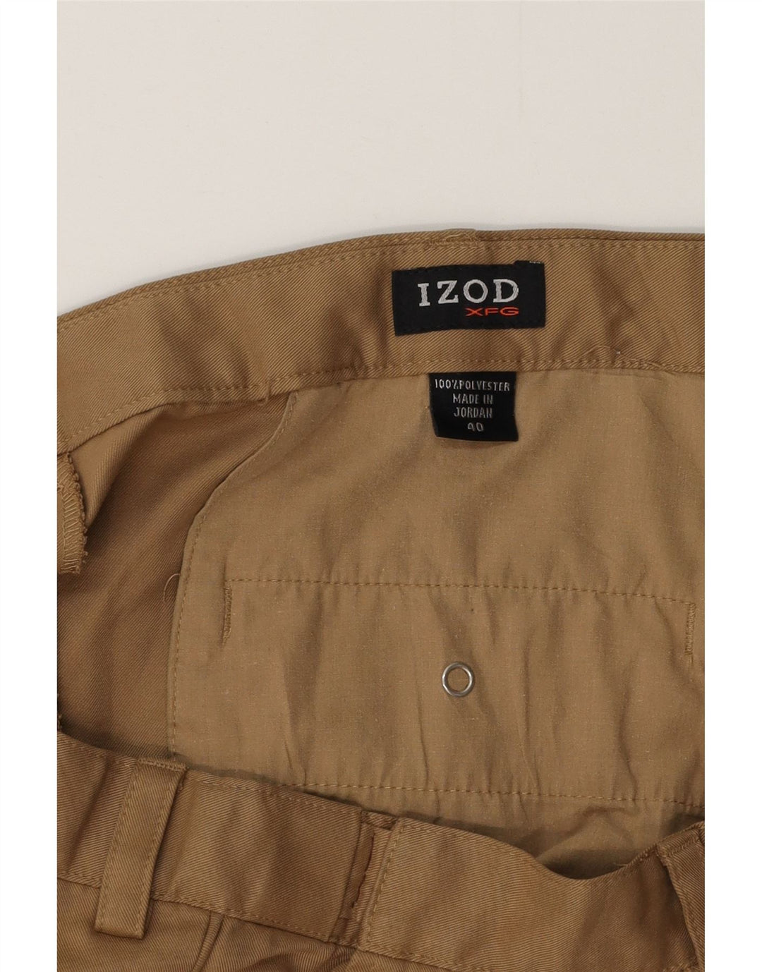 IZOD Pantalones cortos chinos pegados para hombre W40 XL Poliéster beige