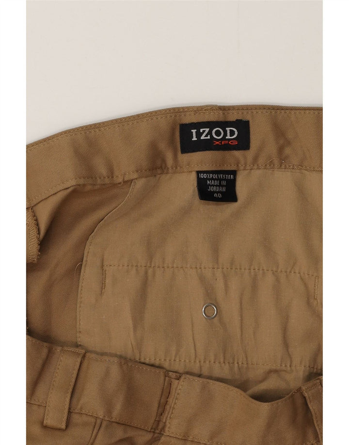 IZOD Pantalones cortos chinos pegados para hombre W40 XL Poliéster beige