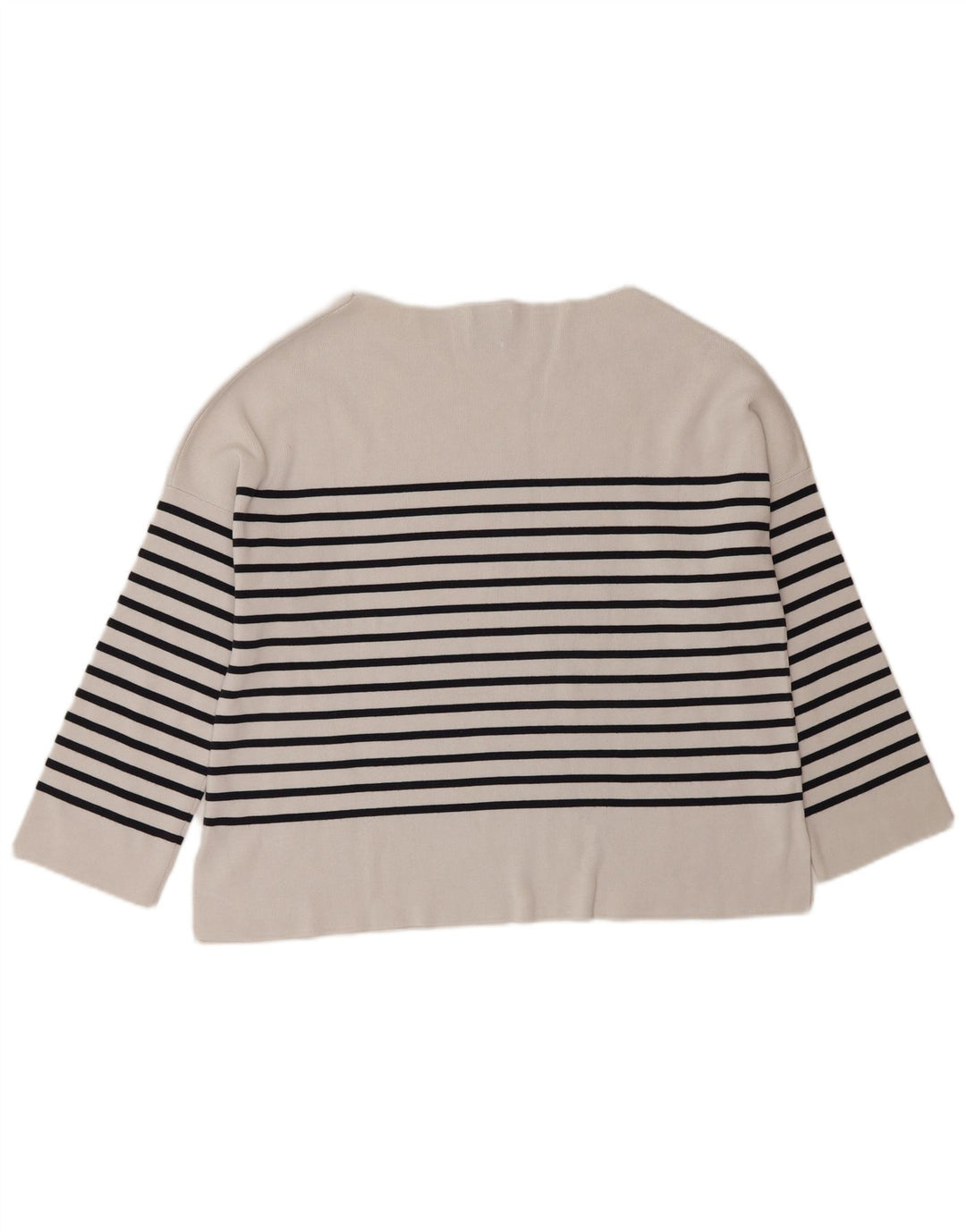 Massimo Dutti Top Extragrande Mujer Manga 3/4 UK 10 Small Blanco Rayas