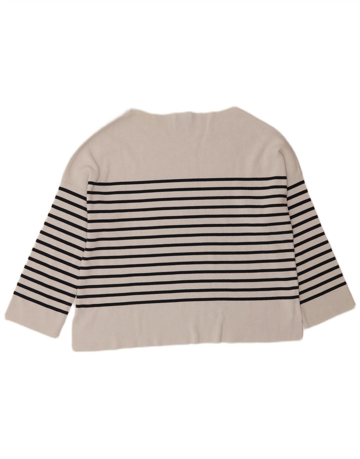 Massimo Dutti Top Extragrande Mujer Manga 3/4 UK 10 Small Blanco Rayas