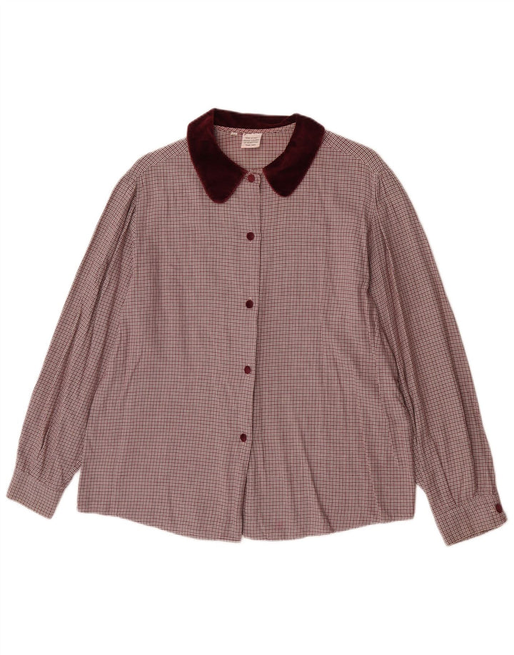 Camisa Benetton Mujer ES 44 Mediano Borgoña Pata De Gallo