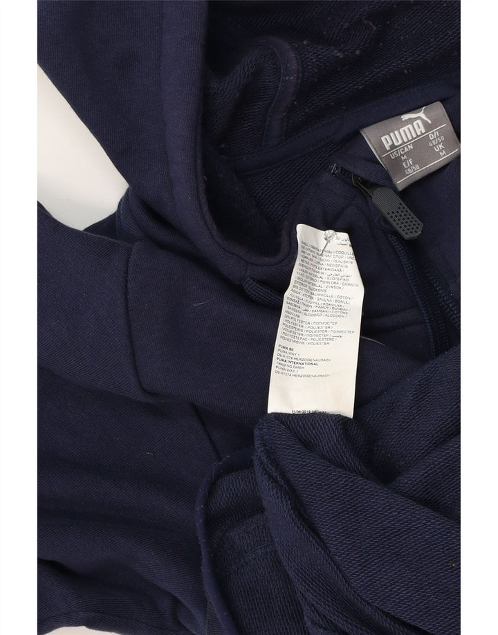 Puma Hombre Zip Sudadera Con Capucha Suéter Medio Azul Marino Algodón